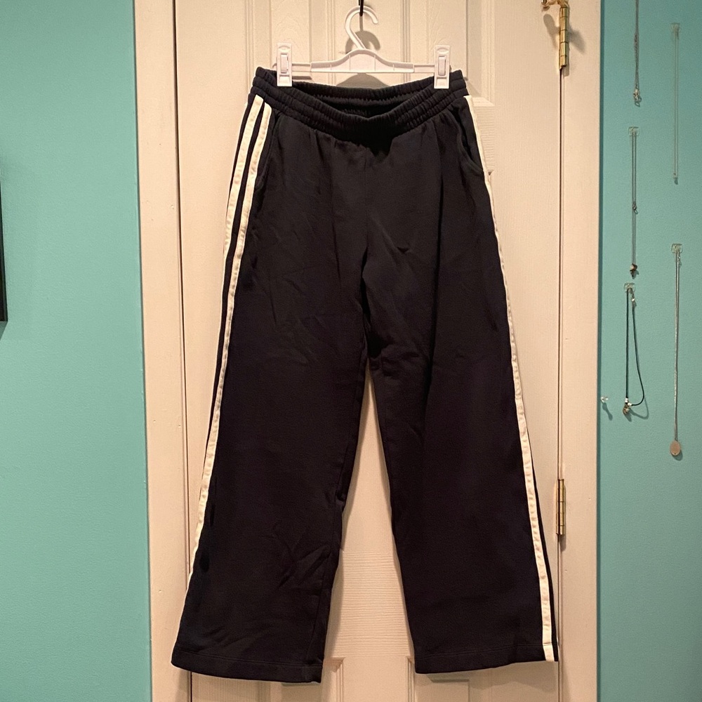 Old Navy Black Track Pants with White Stripes